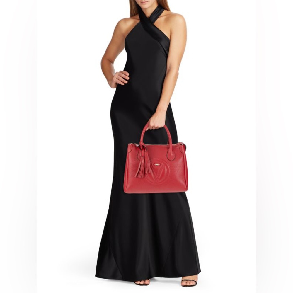 Red Leather Valentino Top Handle Bag Medium